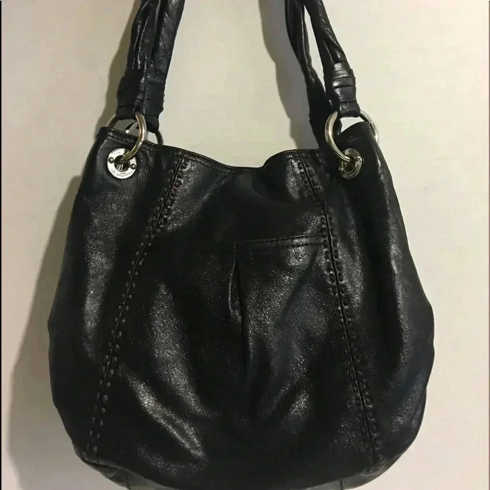 B. Makowsky Black leather hobo leather